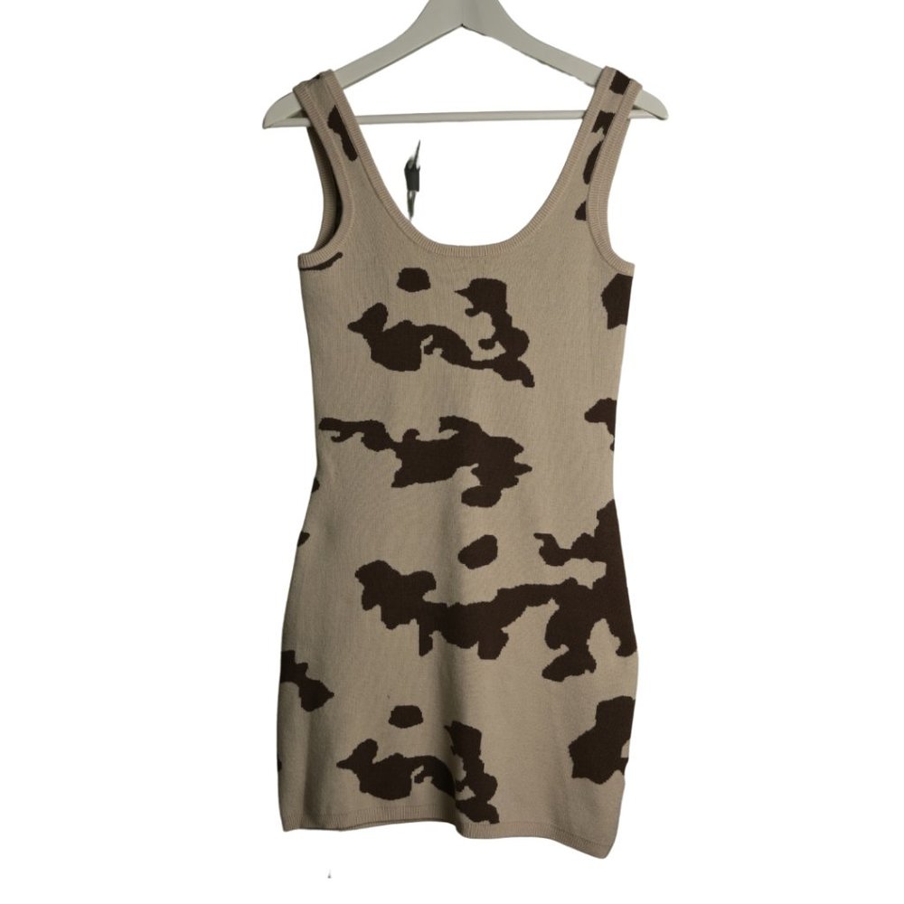 Bailey Rose Brown Cow Print Knit Bodycon Dress Size S